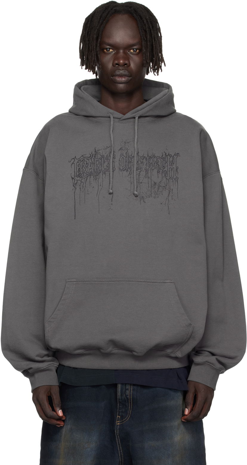 Mikina VETEMENTS Vetements Cradle of Filth Dripped Logo Oversized Hoodie Šedá | UCF76HD400M