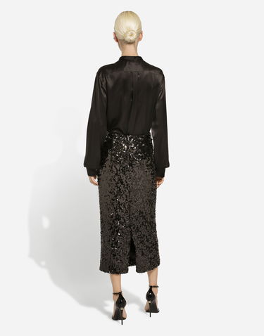 Sukňa Dolce & Gabbana Sequined Calf-Length Skirt Čierna | F4CRGTHLMZMN0000, 2
