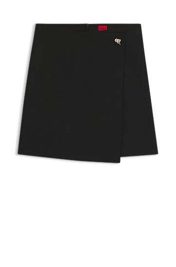Sukňa BOSS Wrap-front Skirt with Knot Button Čierna | 50547624