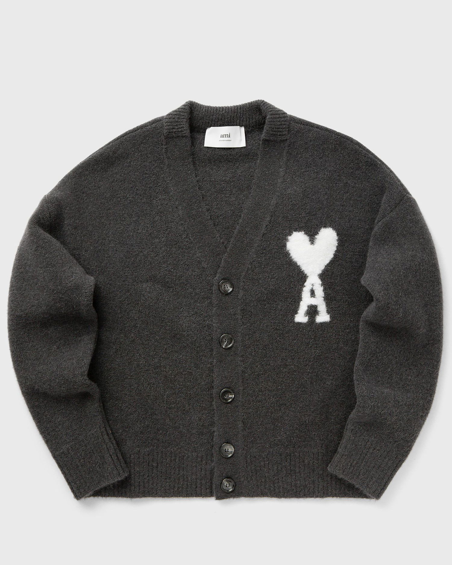 Sveter AMI Paris CARDIGAN DE COEUR ECRU Šedá | UKC025.KN0032-061, 0