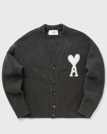 Sveter AMI Paris CARDIGAN DE COEUR ECRU Šedá | UKC025.KN0032-061, 0