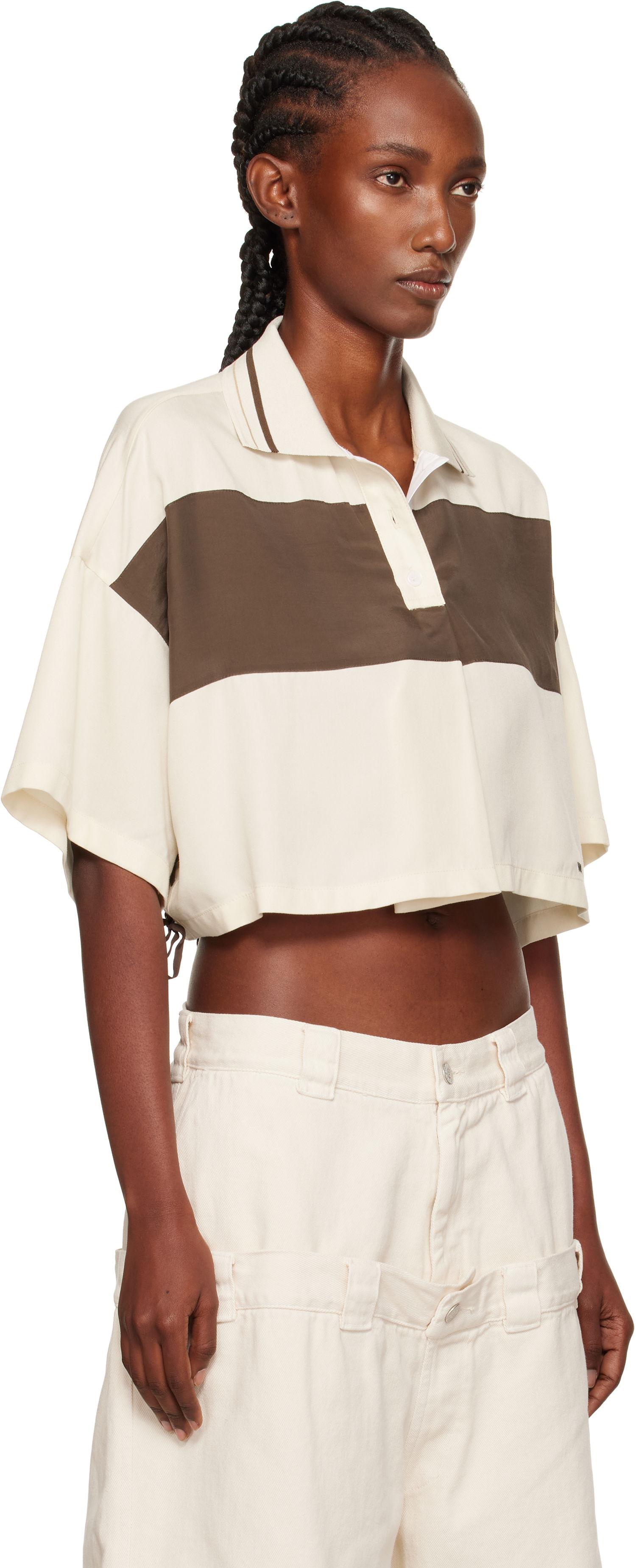 Polo tričko We11done Cropped Side Ribbon Polo Béžová | WD-BL2-25-101-W-IV, 1