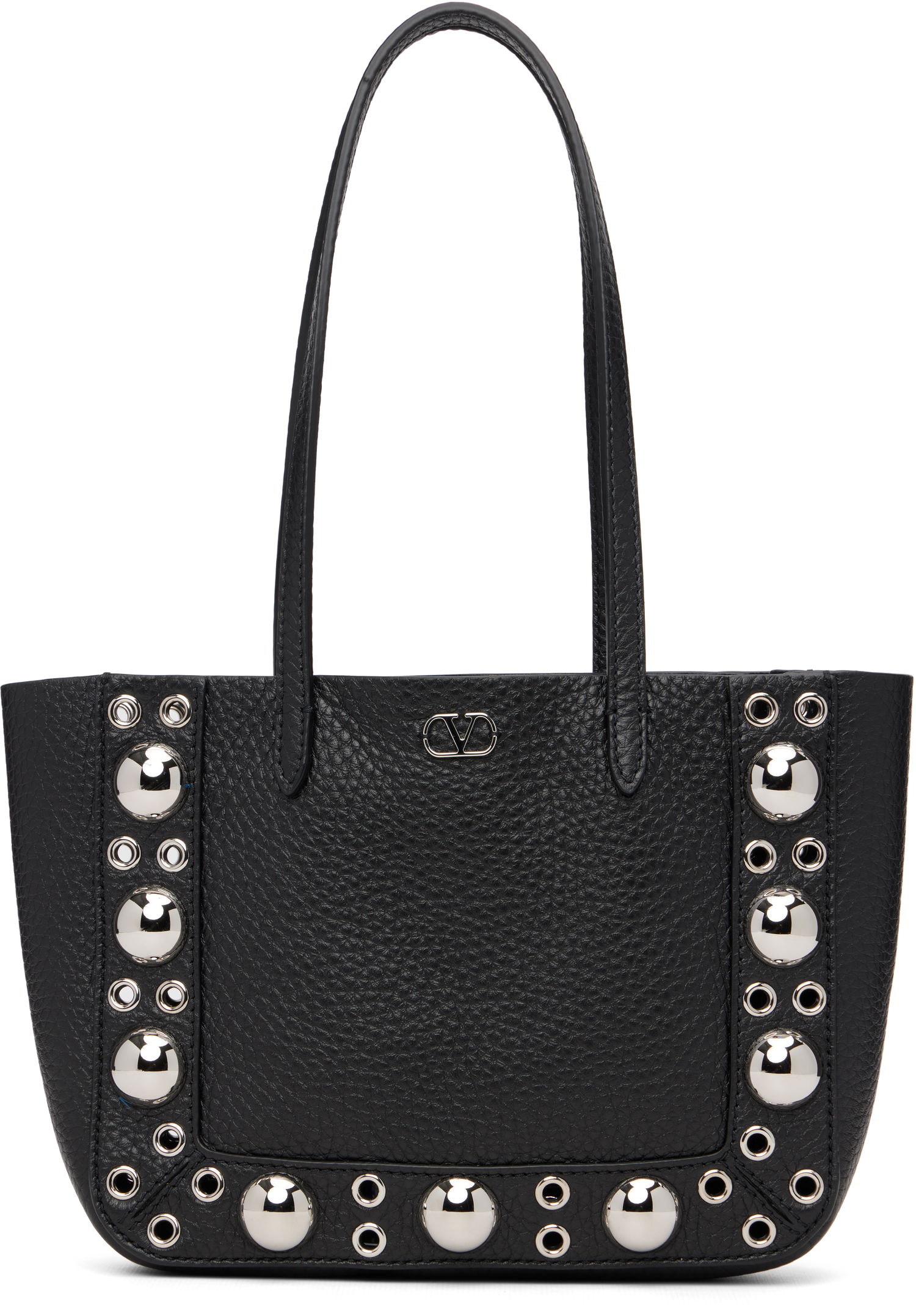 Tote bag Valentino Valentino Garavani Pebbled Leather Studded Mini Nellcôte Tote Metalická | 7W2B0R89MJL, 0