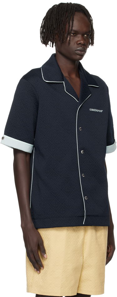 Košeľa Casablanca Casablanca Jacquard Short Sleeve Shirt Navy | MPF25-SH-190-01, 1