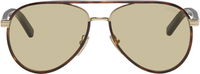 Iconic Metal Plaque Tortoiseshell Aviator Sunglasses