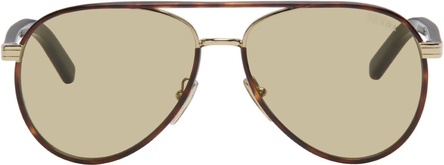 Slnečné okuliare Prada Iconic Metal Plaque Tortoiseshell Aviator Sunglasses Hnedá | 0PR B57S 21E10R59 8056262504444, 0