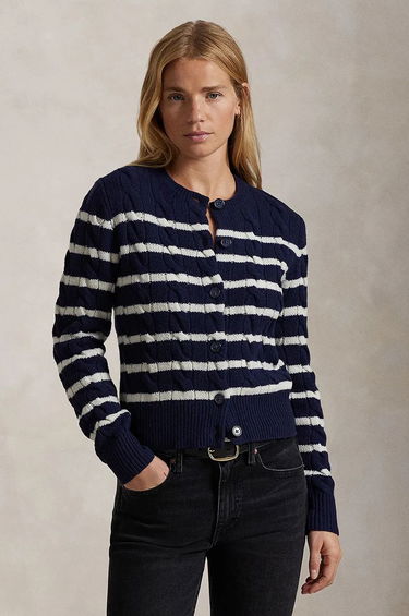 Sveter Polo by Ralph Lauren Navy Blue & White Striped Cardigan Modrá | 211947909, 0