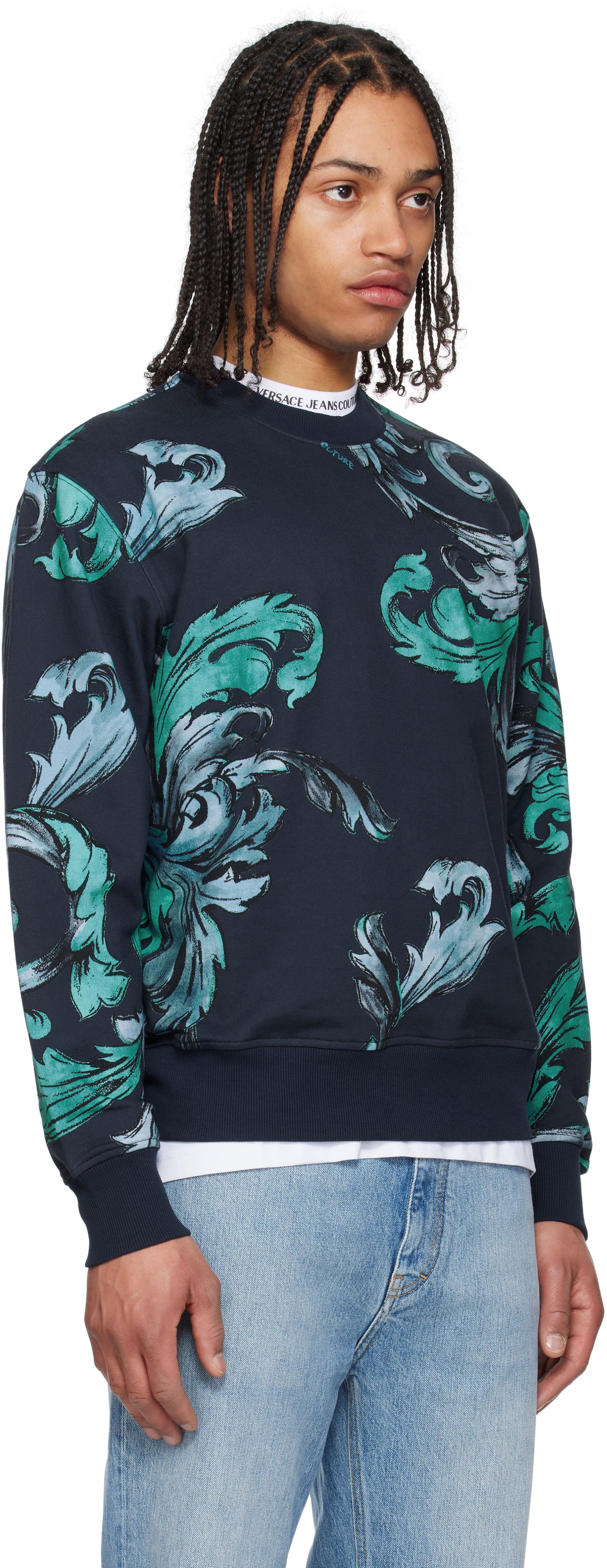 Sveter Versace Versace Jeans Couture Graphic Print Sweatshirt Navy | E78GAI3R0_EFS190, 1
