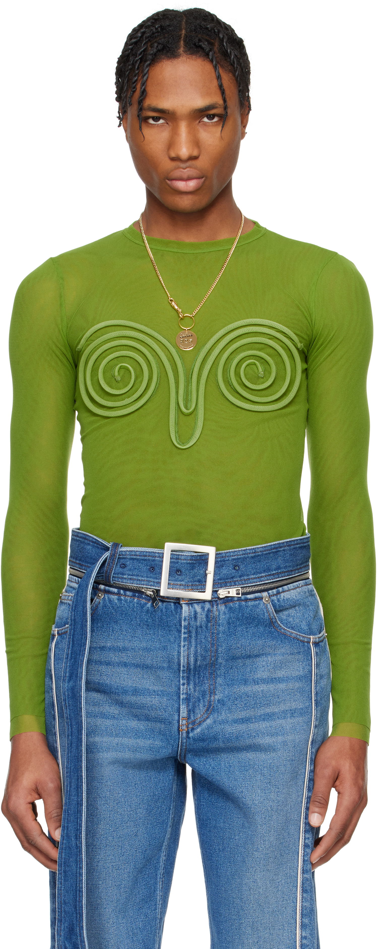 Tričko Jean Paul Gaultier Jean Paul Gaultier 3D Spirale T-Shirt Zelené | 25/34-F-TO271B-T001-43, 0