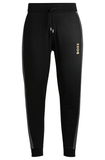 Tepláky BOSS BOSS Cotton-Blend Tracksuit Bottoms with Foil-Print Logo Čierna | 50527552, 0