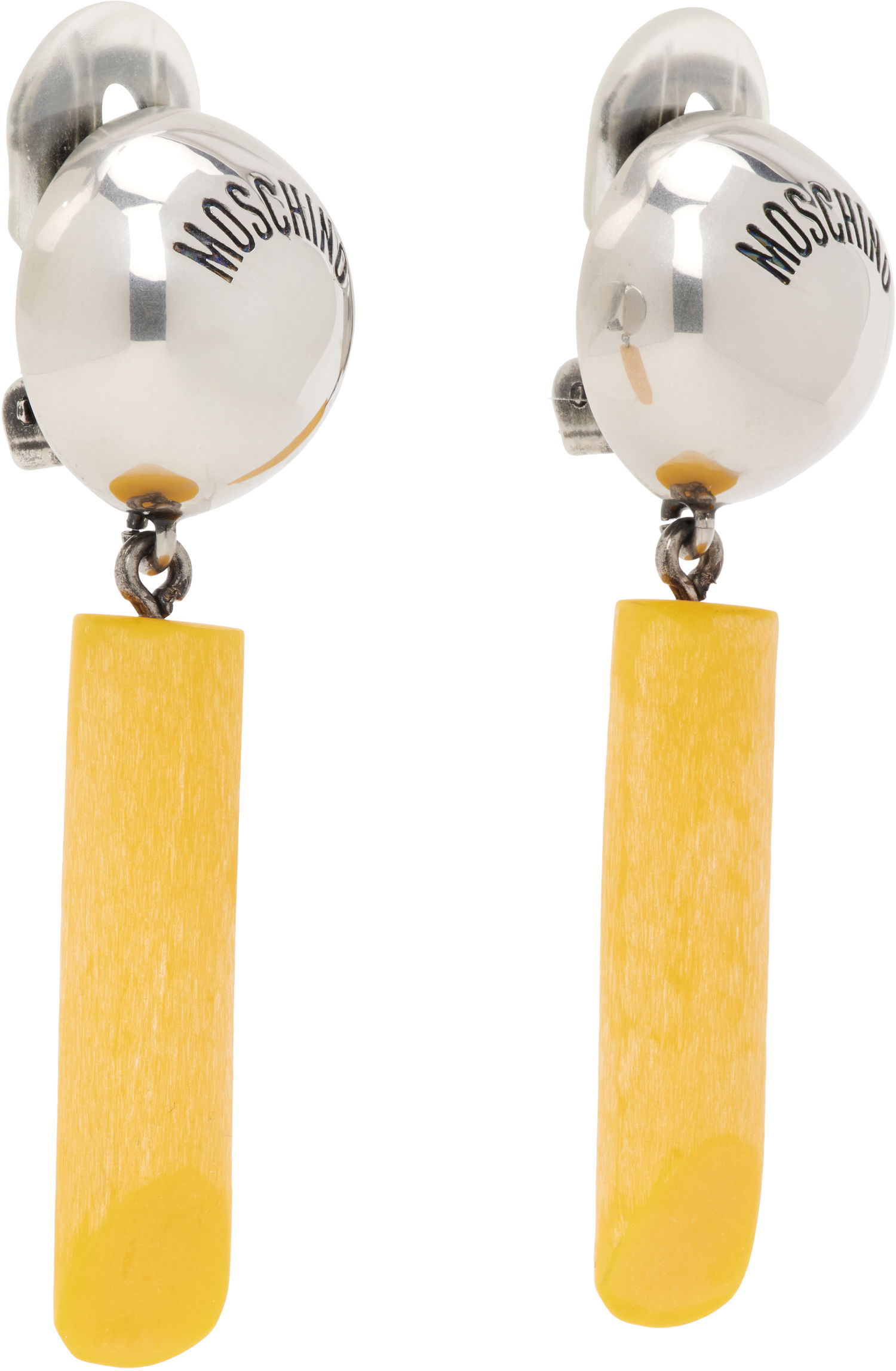 Náušnice Moschino Moschino Engraved-Logo Drop Earrings Žltá | 25121911984051027, 1
