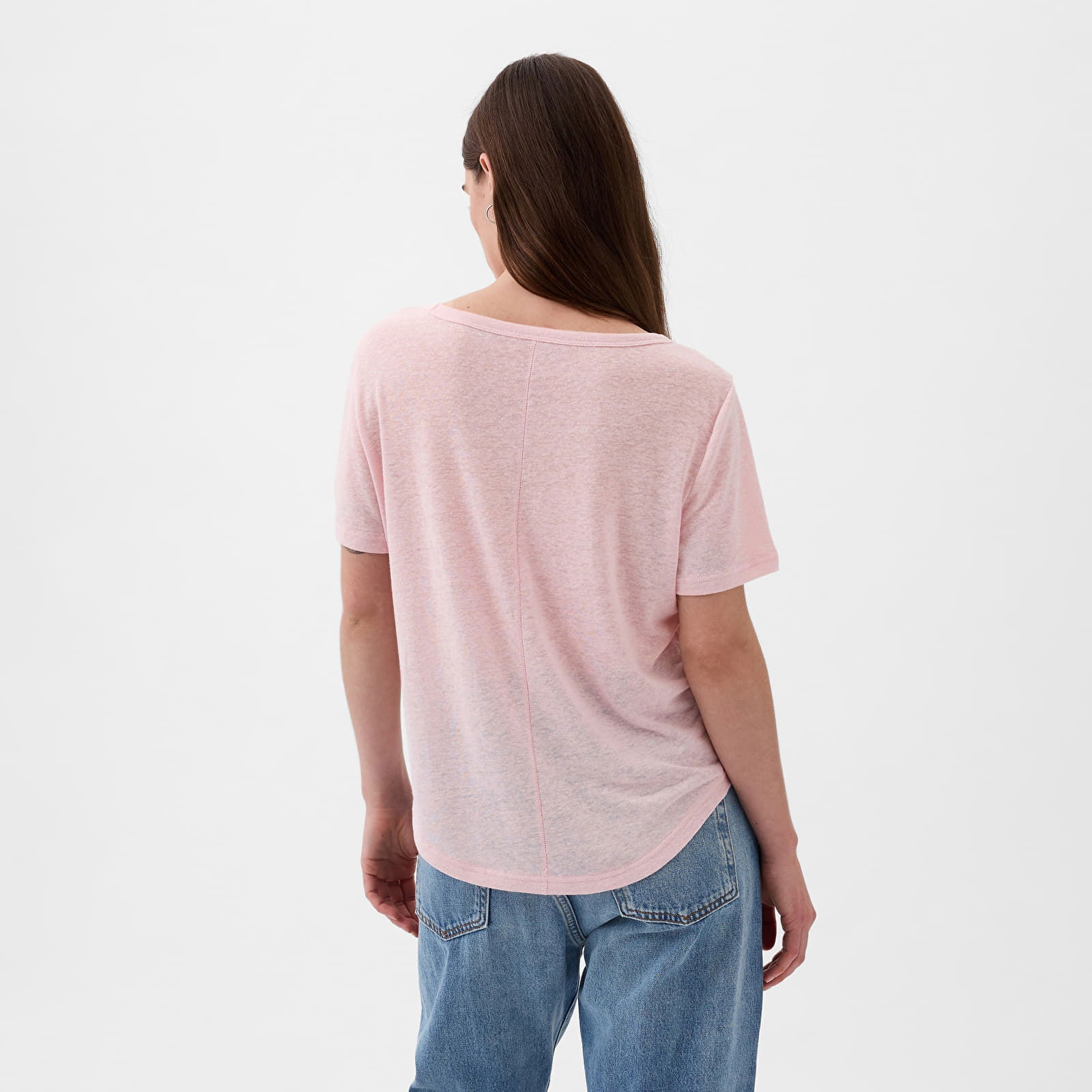 Shortsleeve Linen Blend Scoop Tee Light Peony