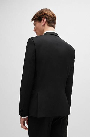 Bunda BOSS HUGO Extra-Slim Fit Stretch Wool Blend Jacket Čierna | 50446523, 1