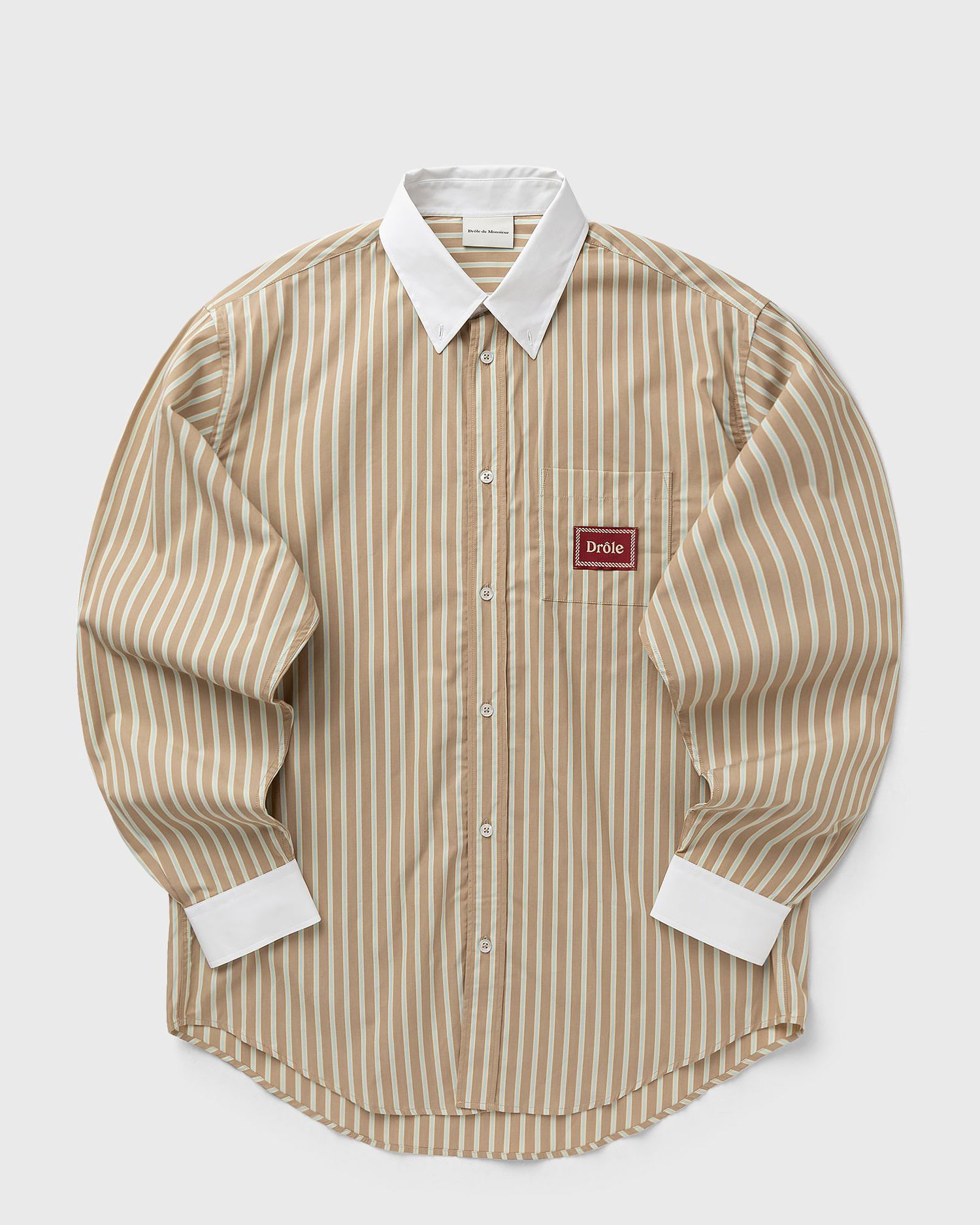 Košeľa Drôle de Monsieur Pinstripe Shirt with Contrast Collar and Cuffs Béžová | I-SH240-CO232-BG, 0