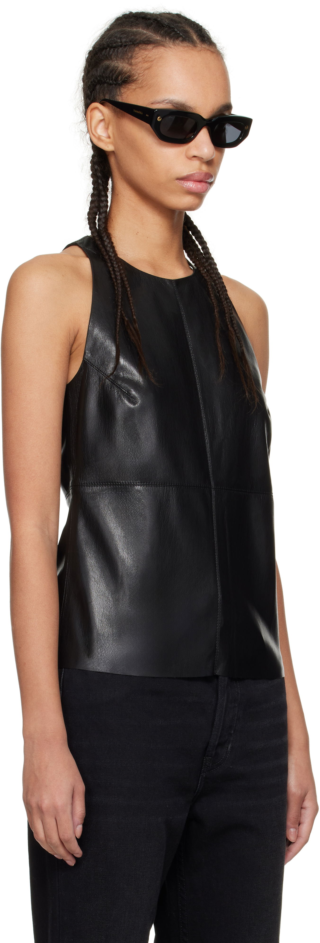 Tielko Nanushka Nanushka Teza Faux-Leather Tank Top Čierna | NW24CRTP03999, 1