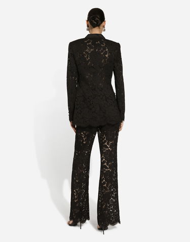Bunda Dolce & Gabbana Double-breasted Floral Lace Turlington-fit Jacket Čierna | F29TRTHLM7LN0000, 2