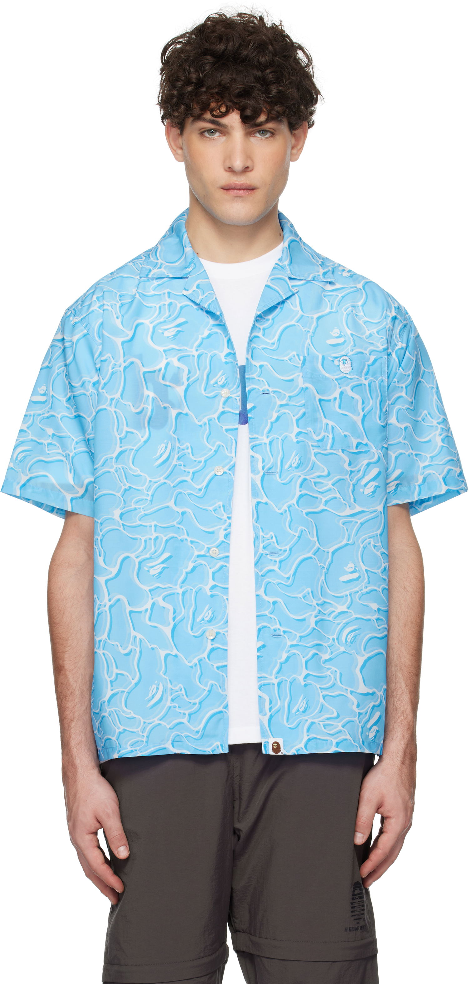 Košeľa BAPE Camouflage Print Shirt Modrá | 001SRK701001F, 0
