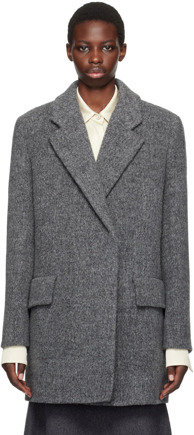 Bunda Jil Sander Gray Double-Breasted Caban Jacket Šedá | J02AA0172_J41387