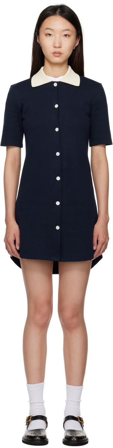 Šaty Thom Browne Thom Browne Double Face Knit Polo Minidress Navy | FJD129A-J0223, 0