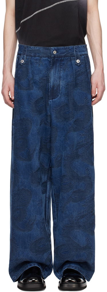 Džínsy Feng Chen Wang Feng Chen Wang Dragon Denim Trousers Modrá | FUS17TR14, 0