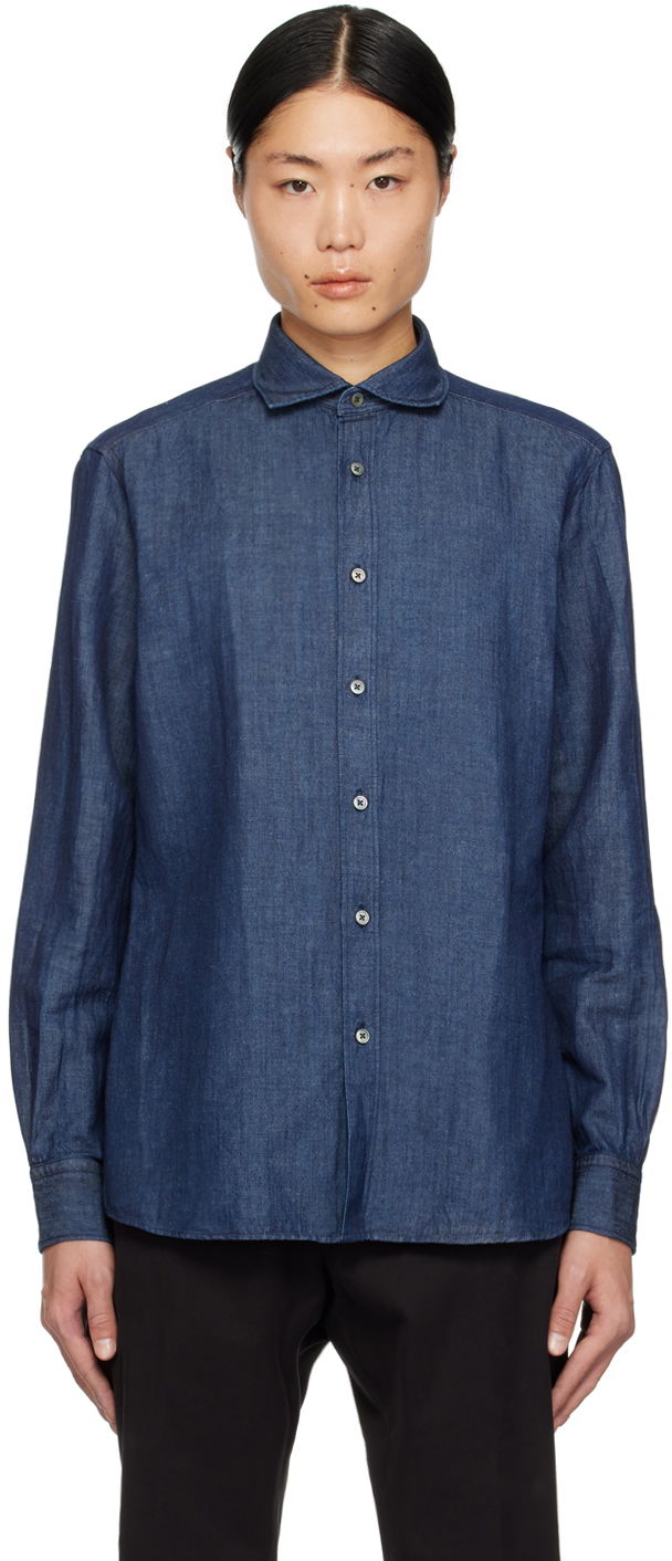 Košeľa ZEGNA Buttoned Denim Shirt Navy | UDX12A7-SRF6, 0