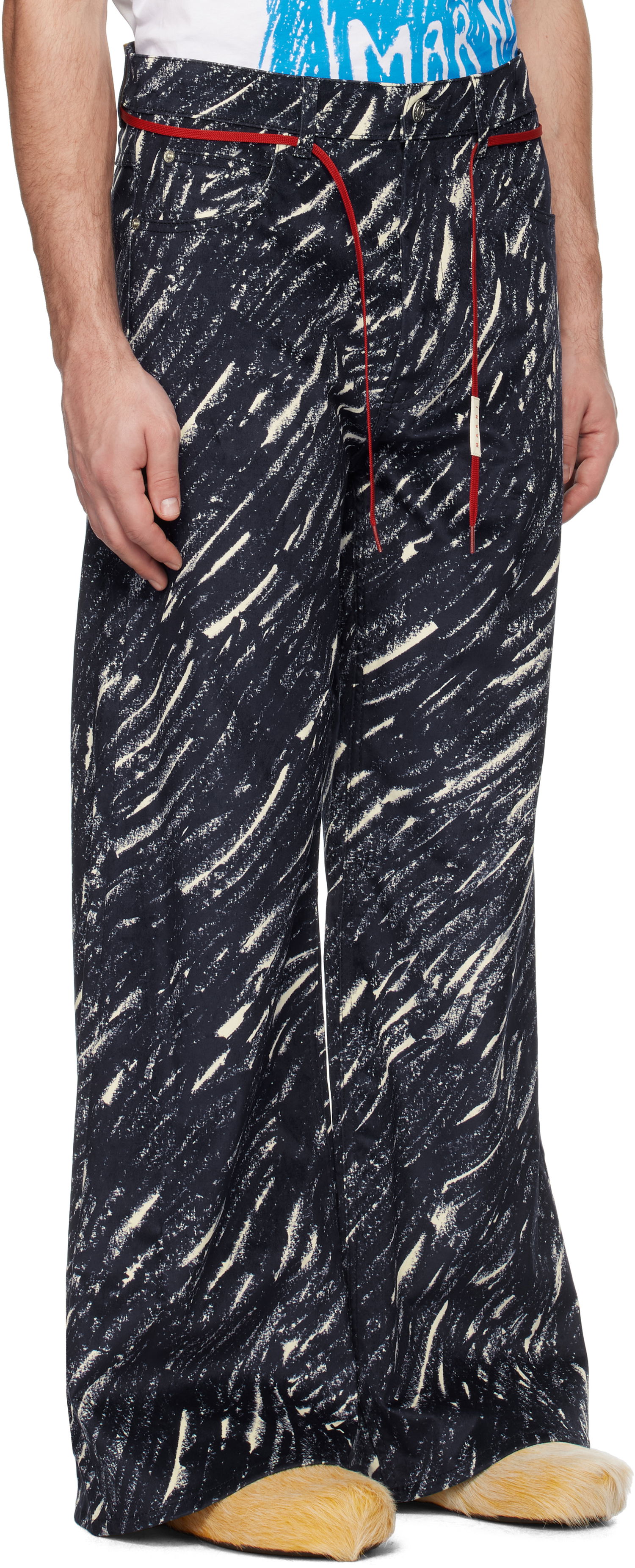 Nohavice Marni Marni Flocked Denim Flared Jeans Navy | PUJU0019A0 UTC432, 1