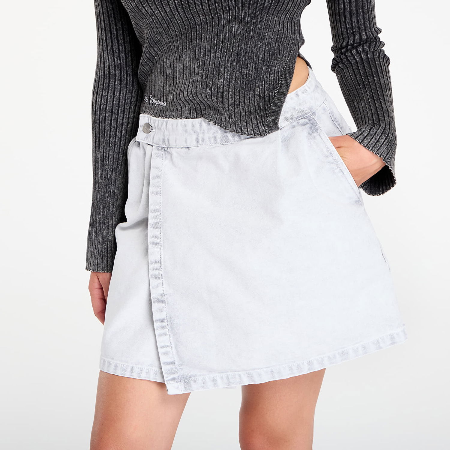 Sukňa Carhartt WIP Carhartt WIP Women's Emery Wrap Denim Mini Skirt Biela | I035575.895F, 1
