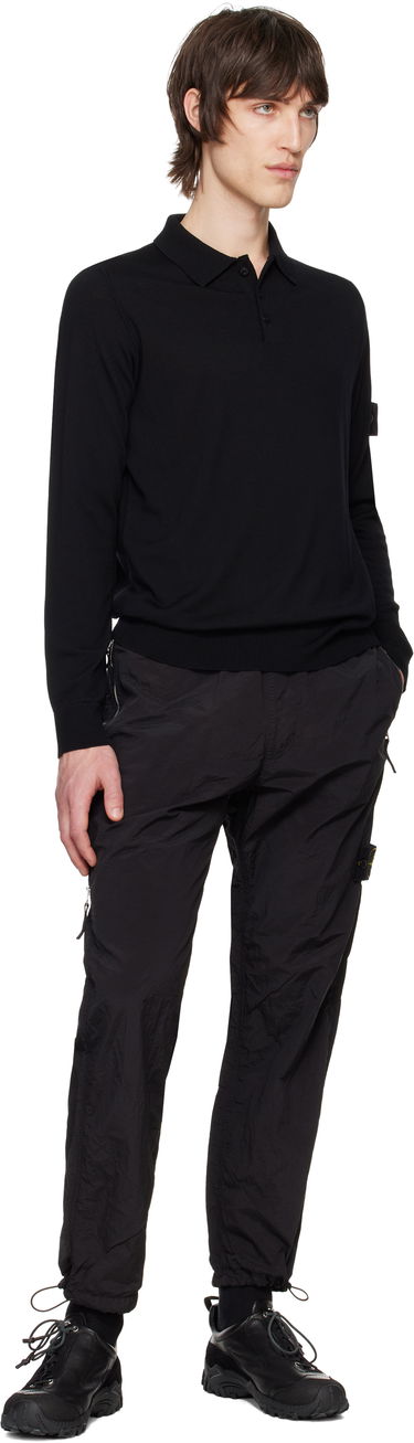 Sveter Stone Island Stone Island Pure Wool Long Sleeve Polo Čierna | K1S15 5100071 S00FC, 4