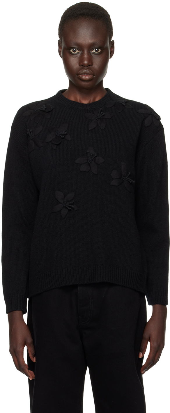 Sveter Valentino Black Embroidered Sweater Čierna | 5B0KC60X900