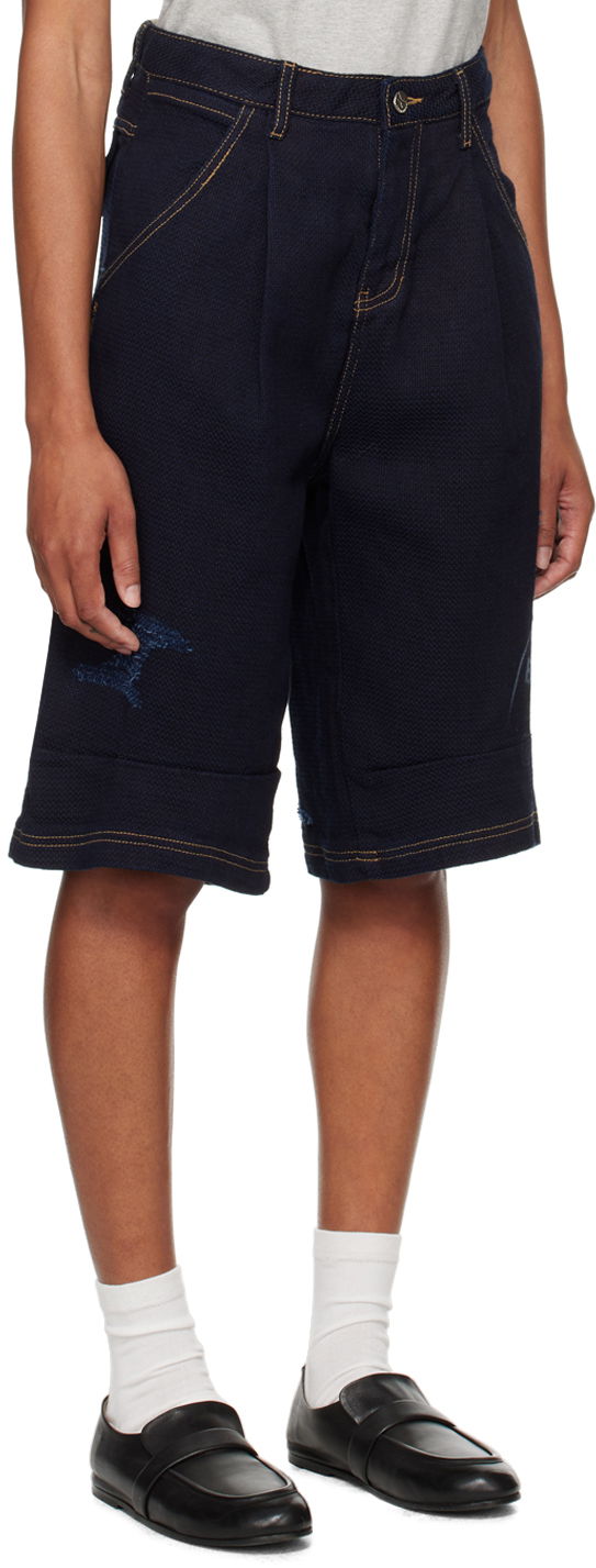Printed Denim Shorts