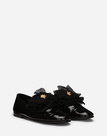 Tenisky a topánky Dolce & Gabbana Patent Leather Slippers With Flower Applique Čierna | A50645A3G488B956, 1