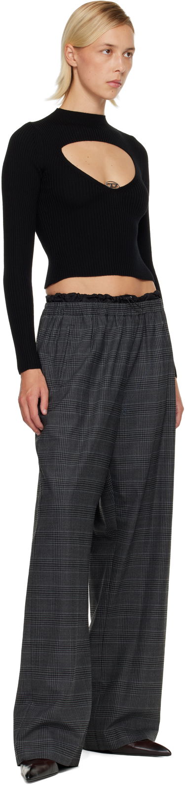 Nohavice Diesel Plaid Wide-leg Drawstring Waist P-Yrite Trousers Šedá | A18382 0DEBS, 3