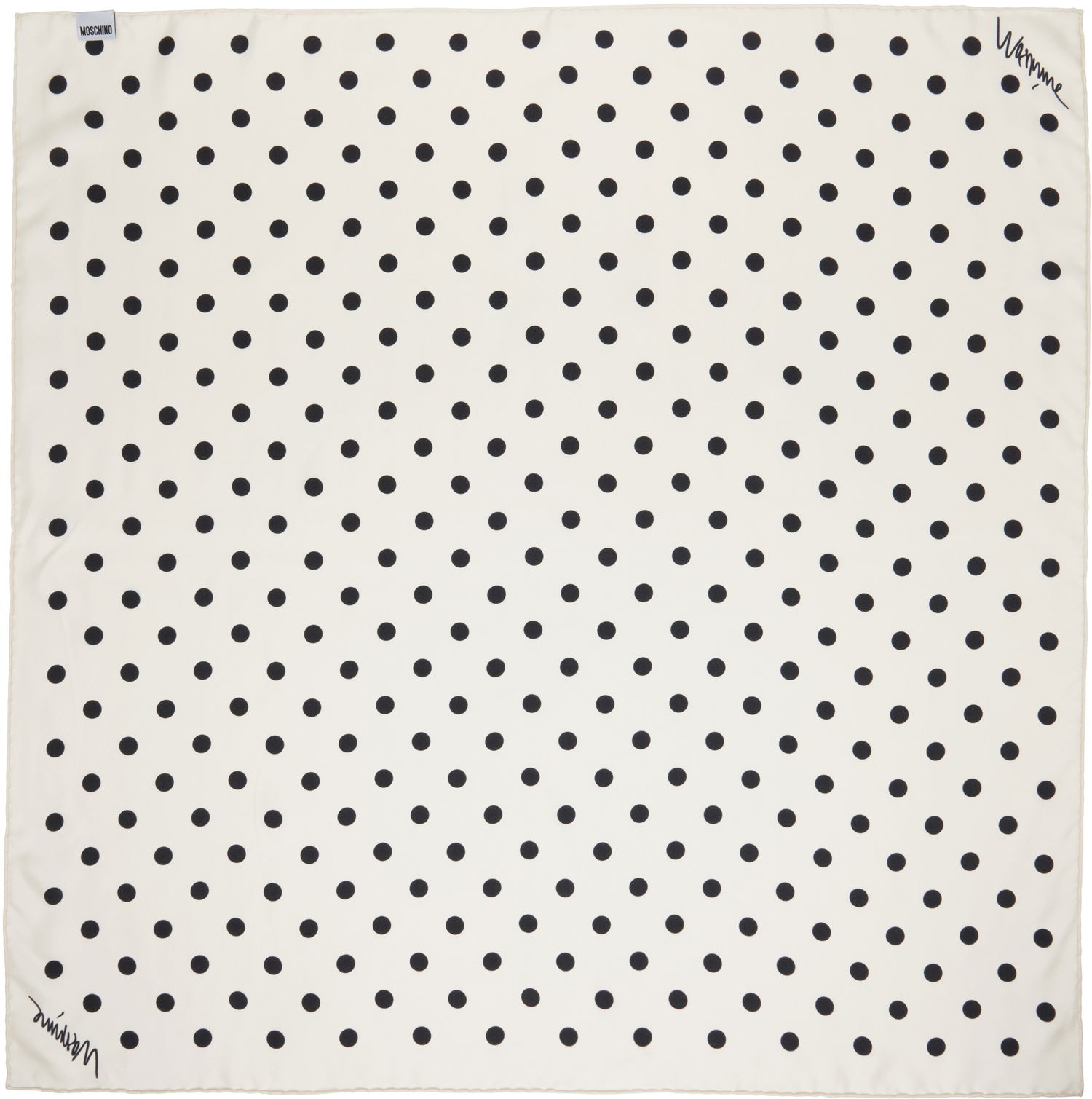 Šál Moschino Moschino Polka Dot Twill Silk Scarf Biela | 251D_3302_04761003, 0