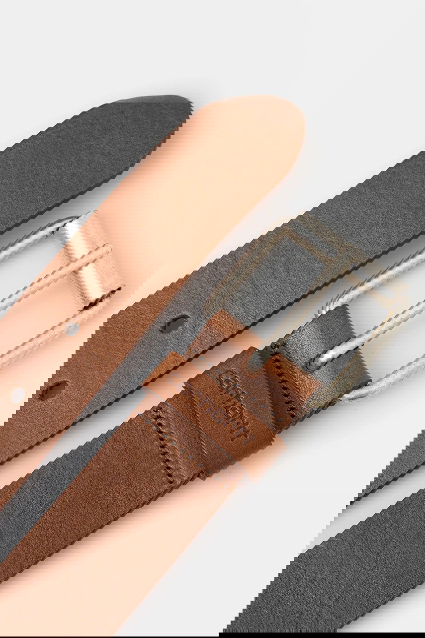 Leather Script Belt Brown