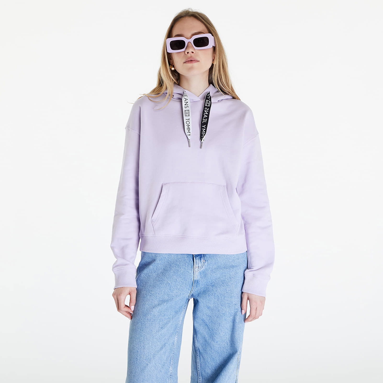 Boxy Logo Drawcord Hoodie Lavender Flower