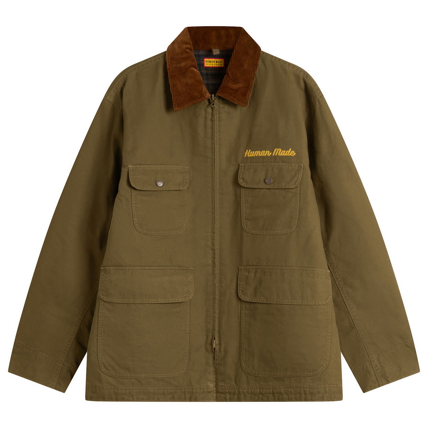 Bunda Human Made Hunting Jacket with Corduroy Collar and Utility Pockets Zelené | HM30JK021-OLV, 1