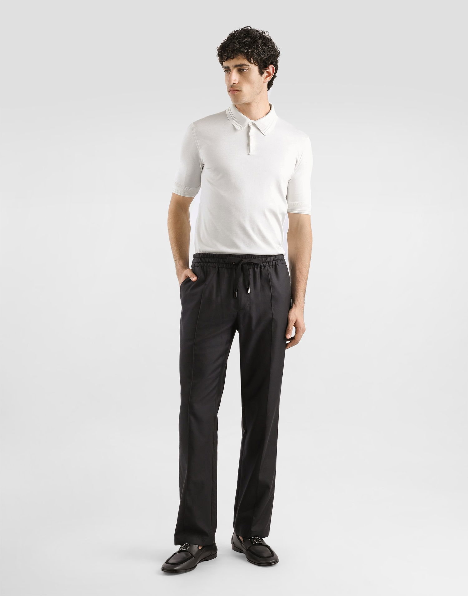 Polo tričko Dolce & Gabbana Dolce & Gabbana Satin Silk Polo Shirt Biela | GXZ02ZJBSLVW0800, 1
