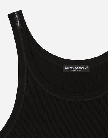 Tielko Dolce & Gabbana Fine-rib Washed Cotton Singlet Čierna | G8PA8TFU7AVN0000, 2