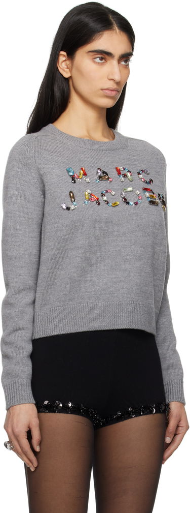 Sveter Marc Jacobs Marc Jacobs Knit Logo Sweater with Gem Embellishments Čierna | 2S5RTP001K26, 4