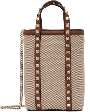 Tote bag Valentino Valentino Garavani Rockstud Mini Tote Bag with Chain Hnedá | 6W2P0X90QCE, 0