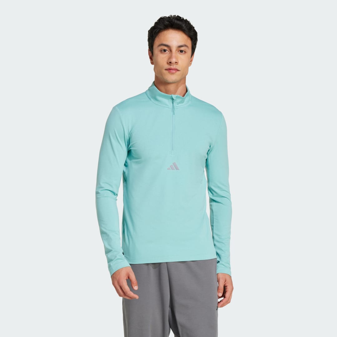 Mikina adidas Performance Training Half-Zip Top Tyrkysová | JC6700, 0