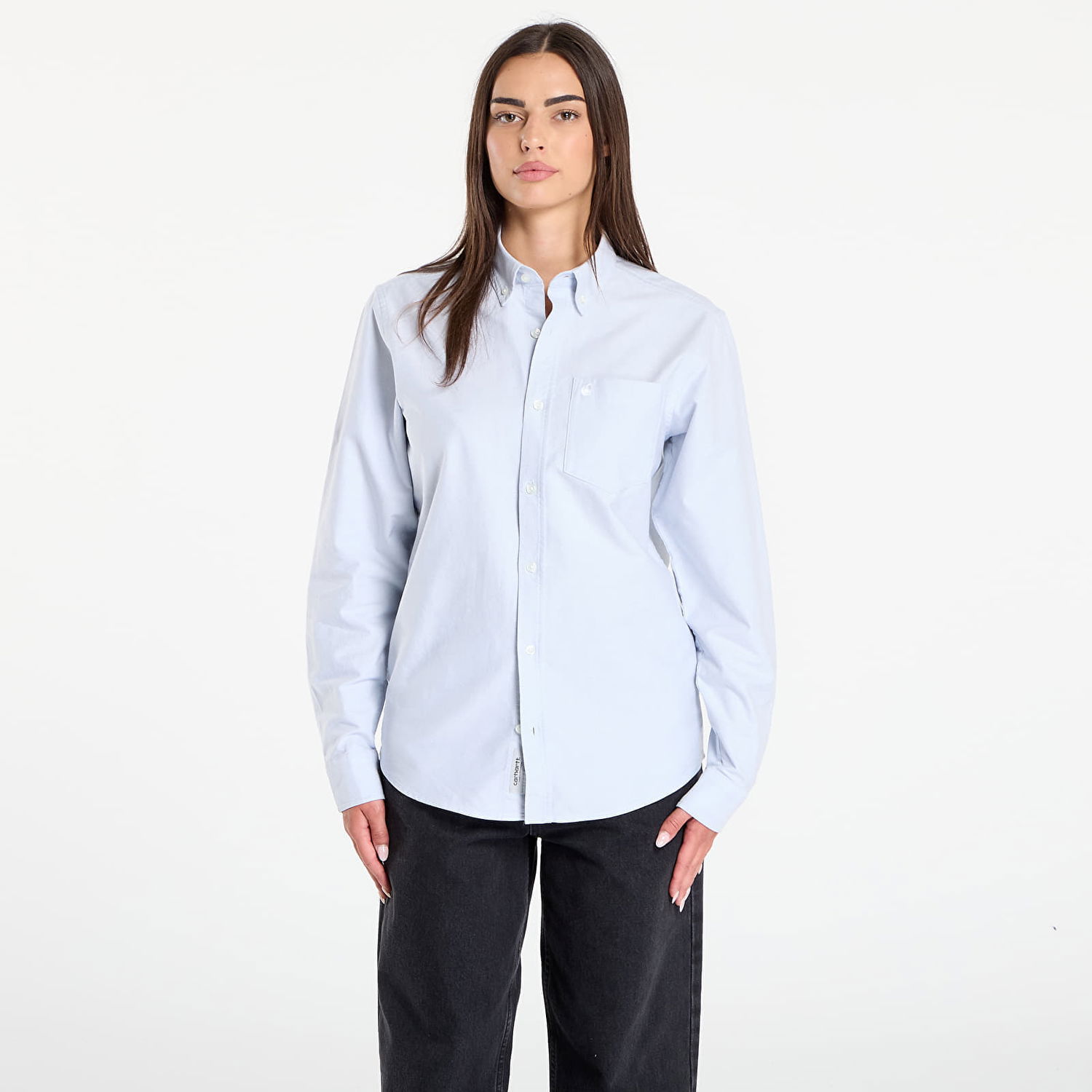 Košeľa Carhartt WIP Long Sleeve Button-Down Shirt with C-Logo Pocket Modrá | I030799.31LXX, 1