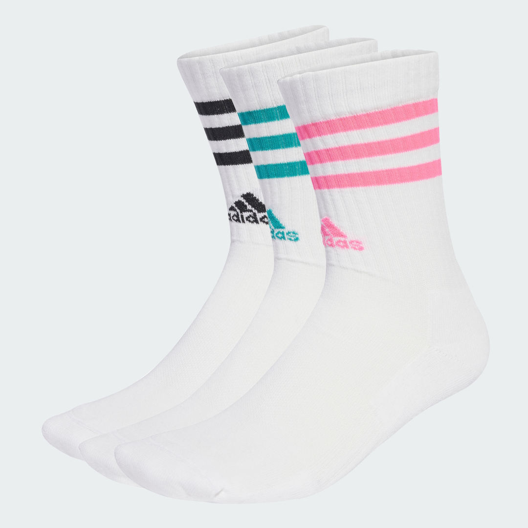 Ponožky adidas Performance 3-Stripes Cushioned Crew Socks - 3 Pairs Biela | JW2765, 0