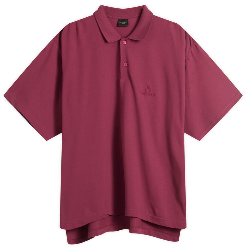 Polo tričko Balenciaga Nano BB Logo Pique Al Short Sleeve Polo, Size Large Vínová | 828531-TSVO4-4029