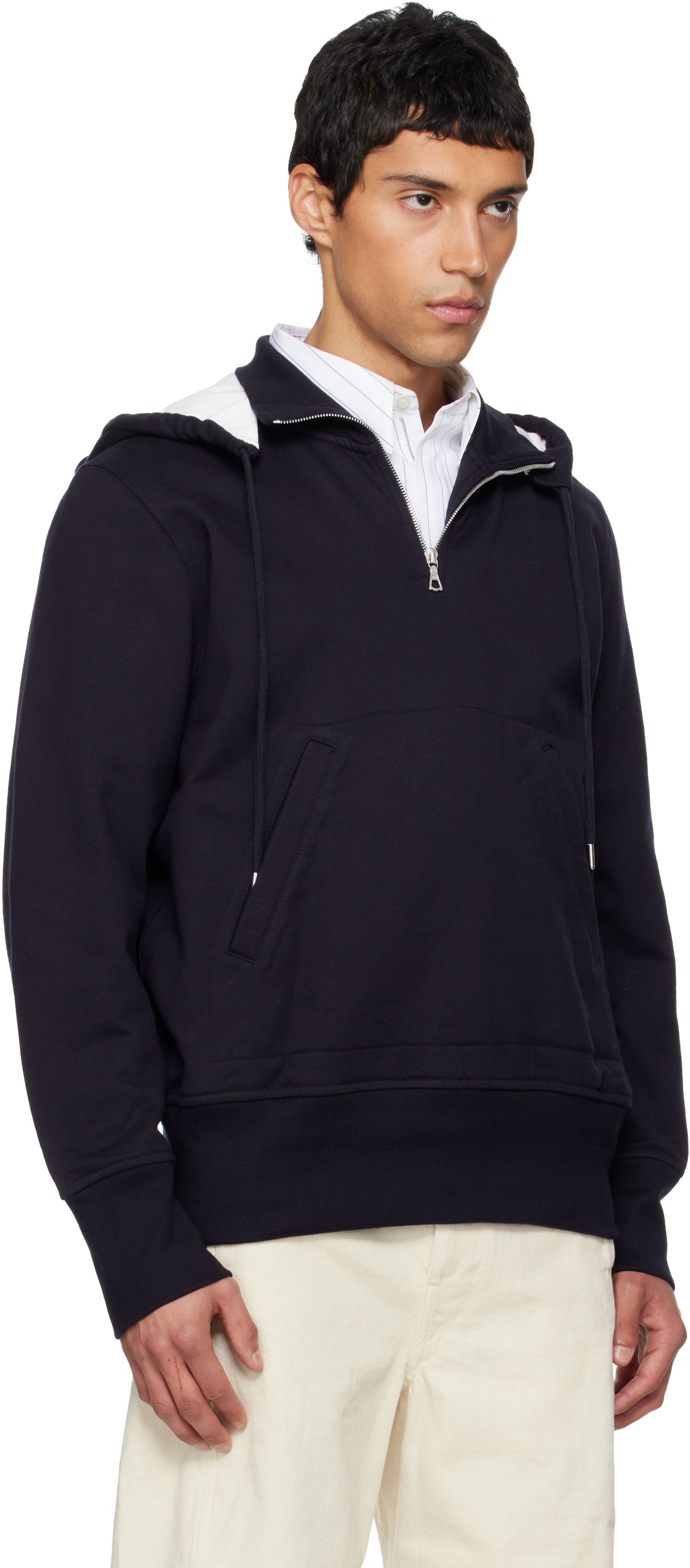 Mikina Dries Van Noten Dries Van Noten Half-Zip Hoodie Navy | 252-021144-2611, 1