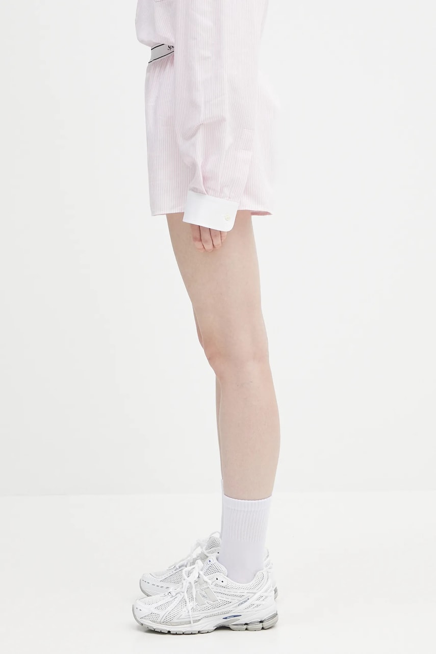 Šortky Sporty & Rich Sporty & Rich Serif Logo Oxford High Waist Shorts Ružová | SH015620300ST64, 1