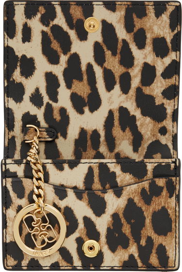 Peňaženka GANNI GANNI Leopard Bou Flap Card Holder Béžová | A6545, 2