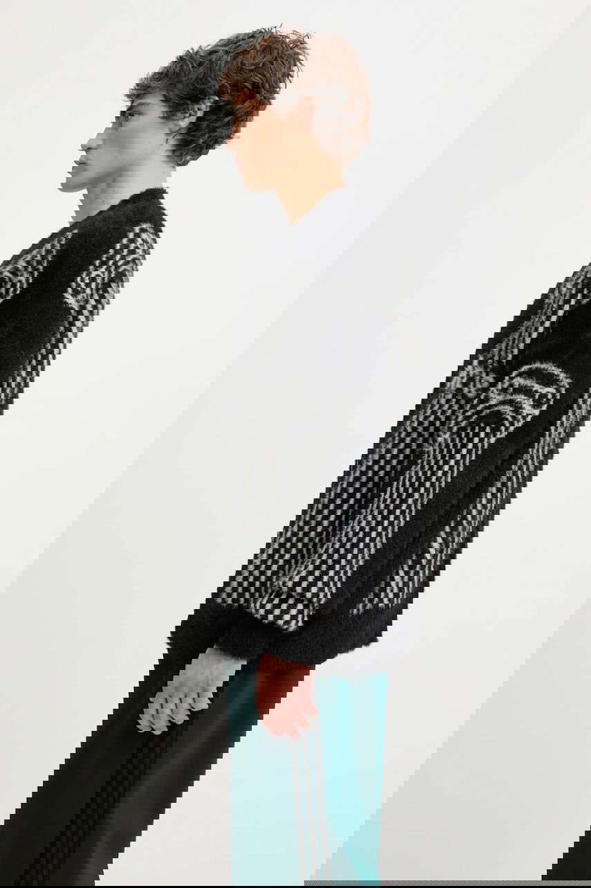 Sveter Aries Oversized Chenille Column Cardigan Čierna | AR2004004, 1