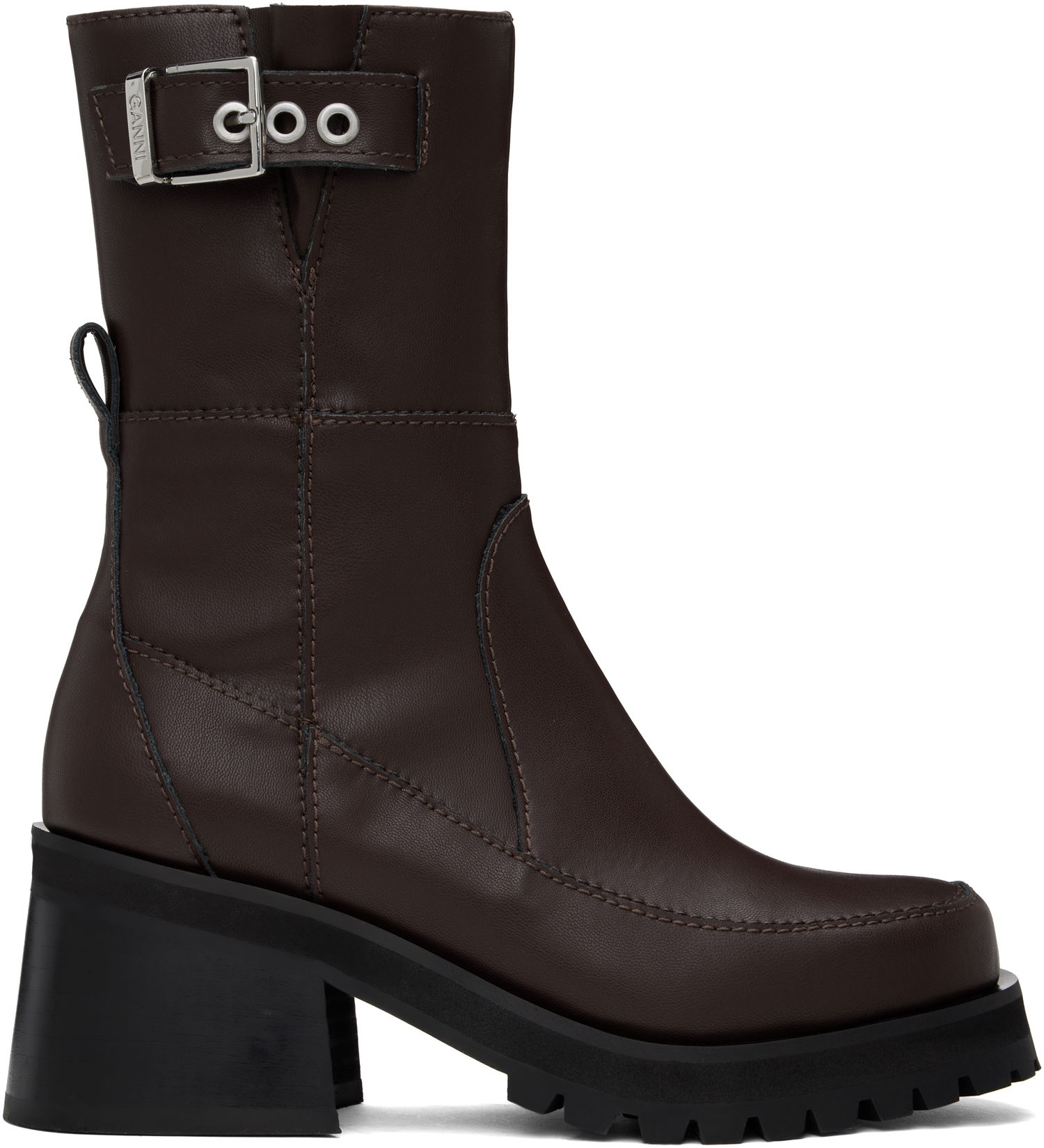 Oblečenie GANNI GANNI Feminine Buckle Platform Boots Hnedá | S2785, 0