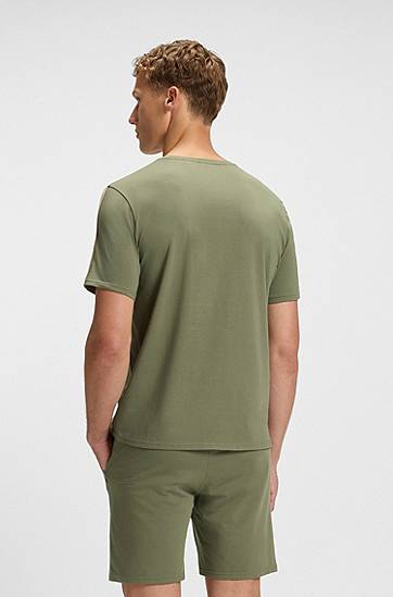 Tričko BOSS BOSS Stretch-Cotton T-Shirt with Tape Trims Zelené | 50545930, 1